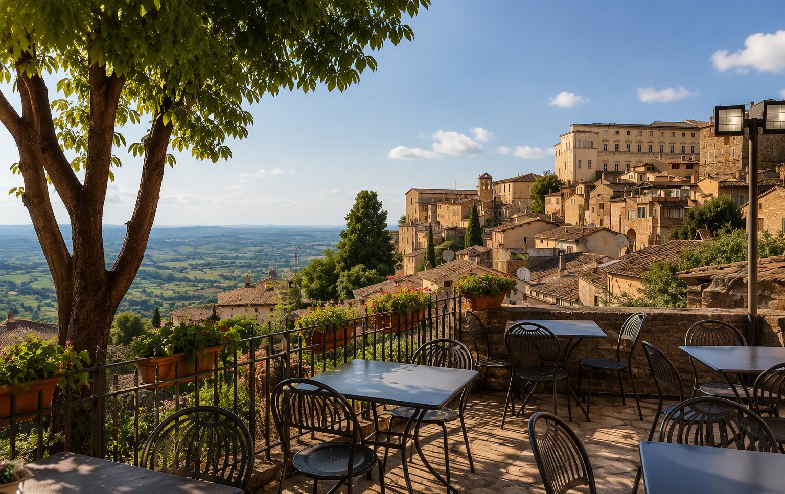 La terrazza con la vista sulle colline e sulla città